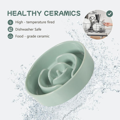 Havniva Ceramic Slow Feeder Dog Bowls, 1.6 Cups Dog Bowl Slow Feeding for Medium Breed, 8.2inch Puzzle Dog Food Bowl Slow Feeder Non-Slip Anti-Gulping and Anti-Choking Reduces Bloating