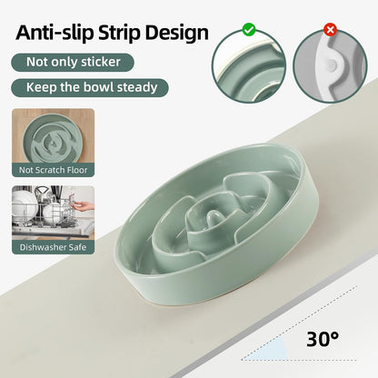 Havniva Ceramic Slow Feeder Dog Bowls, 1.6 Cups Dog Bowl Slow Feeding for Medium Breed, 8.2inch Puzzle Dog Food Bowl Slow Feeder Non-Slip Anti-Gulping and Anti-Choking Reduces Bloating