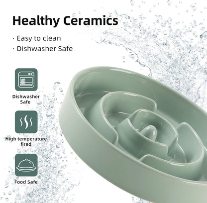 Havniva Ceramic Slow Feeder Dog Bowls, 1.6 Cups Dog Bowl Slow Feeding for Medium Breed, 8.2inch Puzzle Dog Food Bowl Slow Feeder Non-Slip Anti-Gulping and Anti-Choking Reduces Bloating