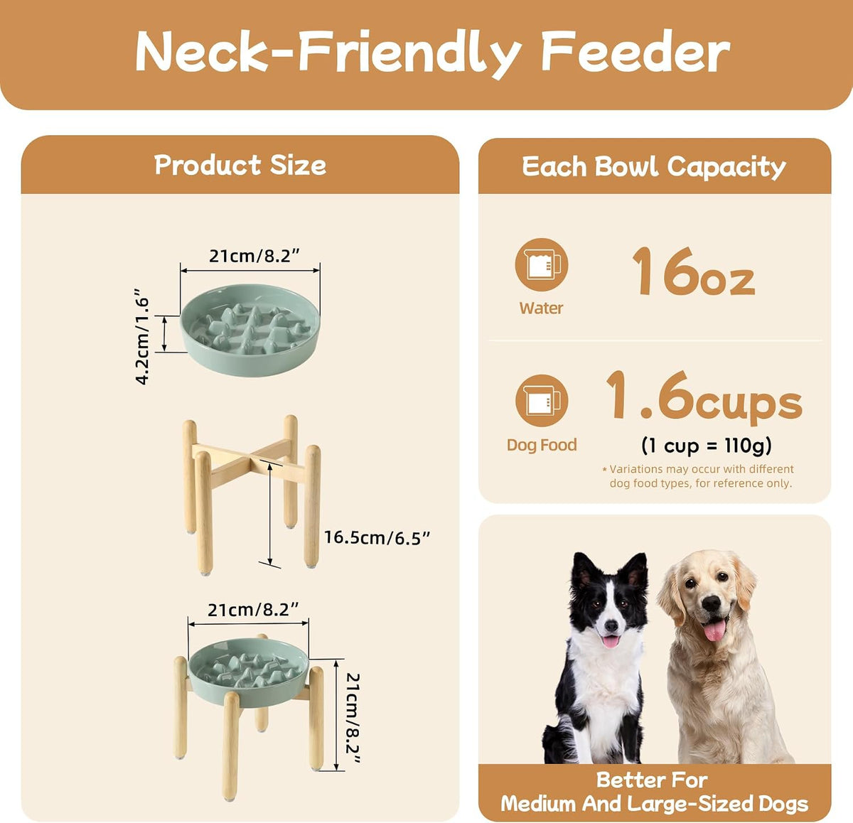 Havniva Ceramic Slow Feeder Dog Bowls, 1.6 Cups Dog Bowl Slow Feeding for Medium Breed, 8.2inch Puzzle Dog Food Bowl Slow Feeder Non-Slip Anti-Gulping and Anti-Choking Reduces Bloating