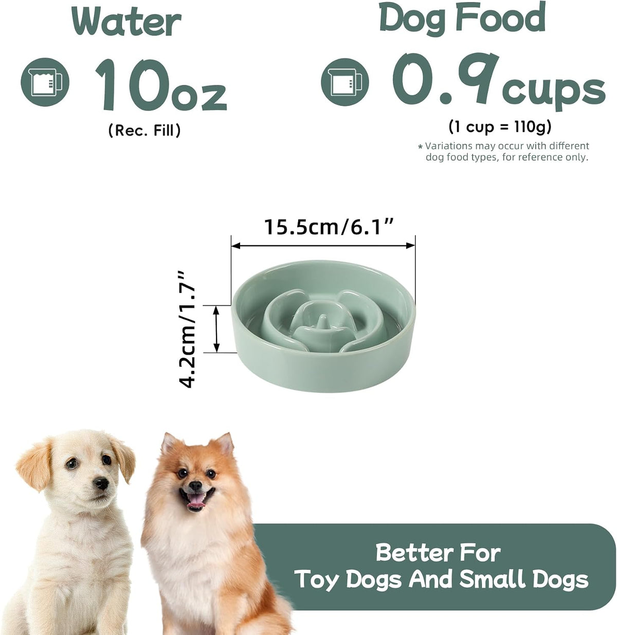 Havniva Ceramic Slow Feeder Dog Bowls, 1.6 Cups Dog Bowl Slow Feeding for Medium Breed, 8.2inch Puzzle Dog Food Bowl Slow Feeder Non-Slip Anti-Gulping and Anti-Choking Reduces Bloating