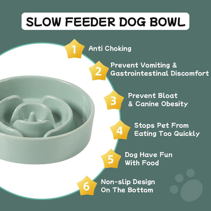Havniva Ceramic Slow Feeder Dog Bowls, 1.6 Cups Dog Bowl Slow Feeding for Medium Breed, 8.2inch Puzzle Dog Food Bowl Slow Feeder Non-Slip Anti-Gulping and Anti-Choking Reduces Bloating
