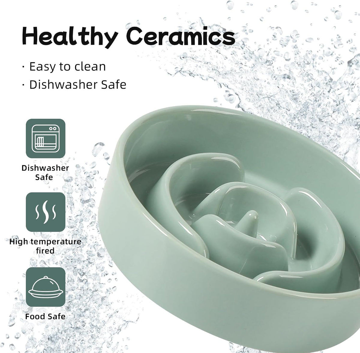 Havniva Ceramic Slow Feeder Dog Bowls, 1.6 Cups Dog Bowl Slow Feeding for Medium Breed, 8.2inch Puzzle Dog Food Bowl Slow Feeder Non-Slip Anti-Gulping and Anti-Choking Reduces Bloating