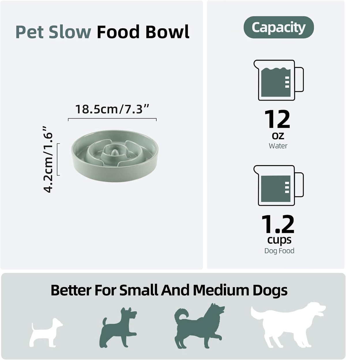 Havniva Ceramic Slow Feeder Dog Bowls, 1.6 Cups Dog Bowl Slow Feeding for Medium Breed, 8.2inch Puzzle Dog Food Bowl Slow Feeder Non-Slip Anti-Gulping and Anti-Choking Reduces Bloating