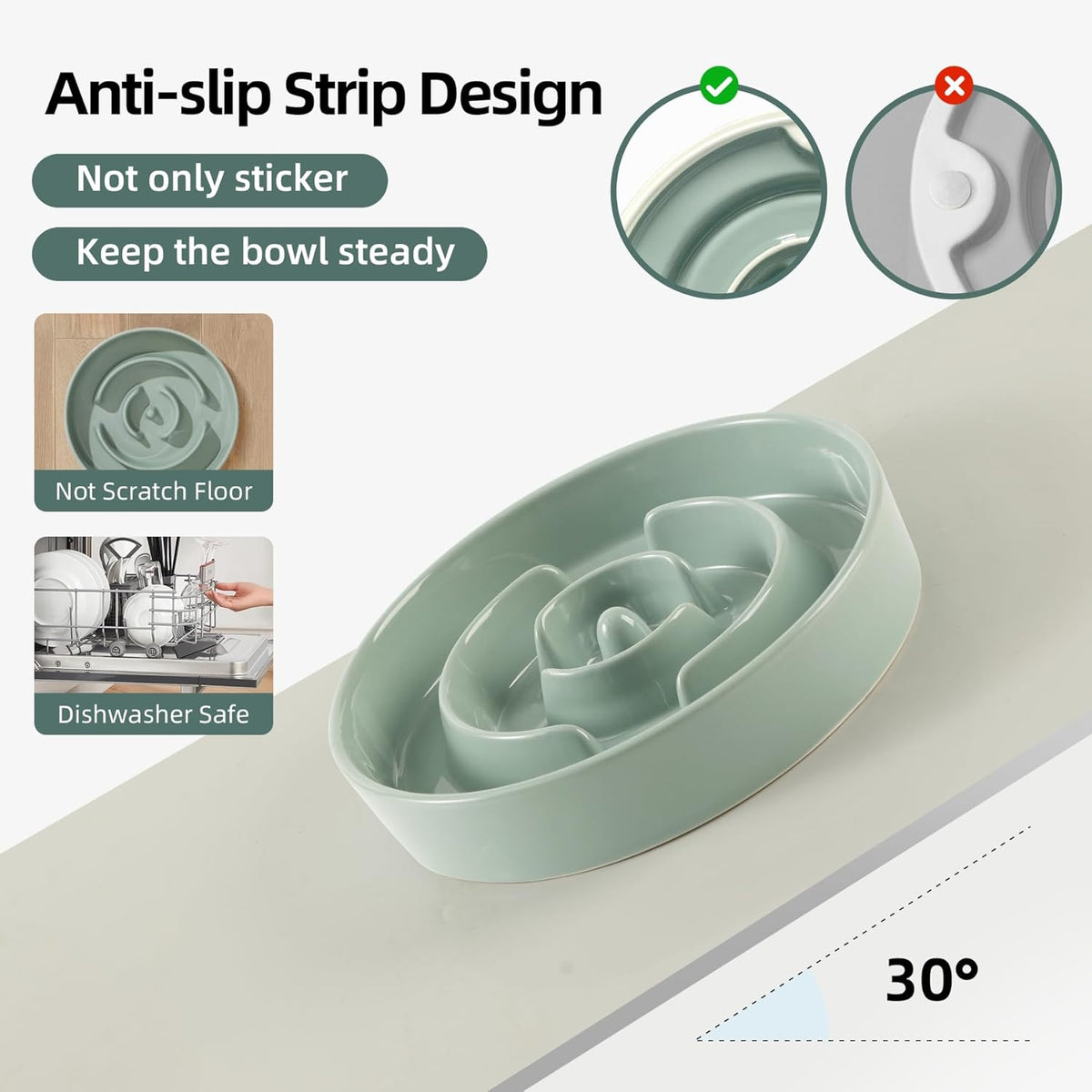 Havniva Ceramic Slow Feeder Dog Bowls, 1.6 Cups Dog Bowl Slow Feeding for Medium Breed, 8.2inch Puzzle Dog Food Bowl Slow Feeder Non-Slip Anti-Gulping and Anti-Choking Reduces Bloating