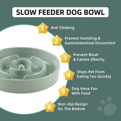 Havniva Ceramic Slow Feeder Dog Bowls, 1.6 Cups Dog Bowl Slow Feeding for Medium Breed, 8.2inch Puzzle Dog Food Bowl Slow Feeder Non-Slip Anti-Gulping and Anti-Choking Reduces Bloating