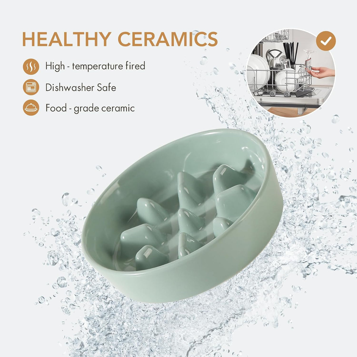 Havniva Ceramic Slow Feeder Dog Bowls, 1.6 Cups Dog Bowl Slow Feeding for Medium Breed, 8.2inch Puzzle Dog Food Bowl Slow Feeder Non-Slip Anti-Gulping and Anti-Choking Reduces Bloating
