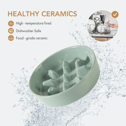 Havniva Ceramic Slow Feeder Dog Bowls, 1.6 Cups Dog Bowl Slow Feeding for Medium Breed, 8.2inch Puzzle Dog Food Bowl Slow Feeder Non-Slip Anti-Gulping and Anti-Choking Reduces Bloating