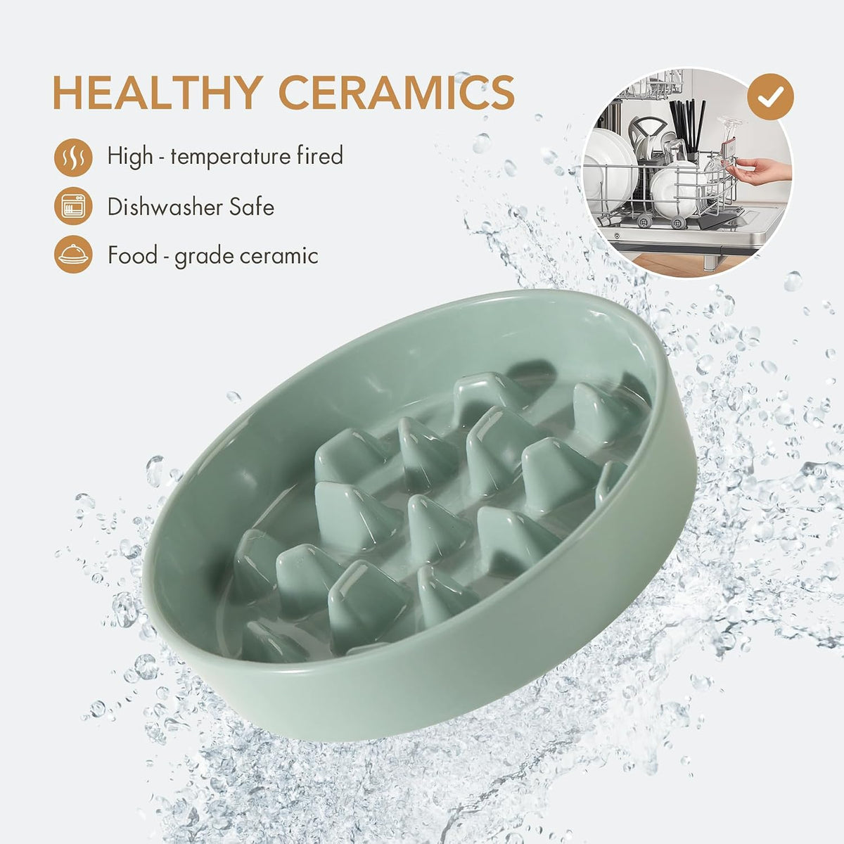 Havniva Ceramic Slow Feeder Dog Bowls, 1.6 Cups Dog Bowl Slow Feeding for Medium Breed, 8.2inch Puzzle Dog Food Bowl Slow Feeder Non-Slip Anti-Gulping and Anti-Choking Reduces Bloating