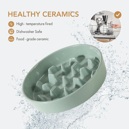 Havniva Ceramic Slow Feeder Dog Bowls, 1.6 Cups Dog Bowl Slow Feeding for Medium Breed, 8.2inch Puzzle Dog Food Bowl Slow Feeder Non-Slip Anti-Gulping and Anti-Choking Reduces Bloating