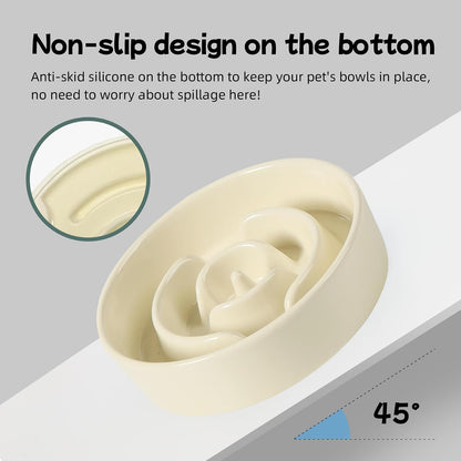 Havniva Ceramic Slow Feeder Dog Bowls, 1.6 Cups Dog Bowl Slow Feeding for Medium Breed, 8.2inch Puzzle Dog Food Bowl Slow Feeder Non-Slip Anti-Gulping and Anti-Choking Reduces Bloating