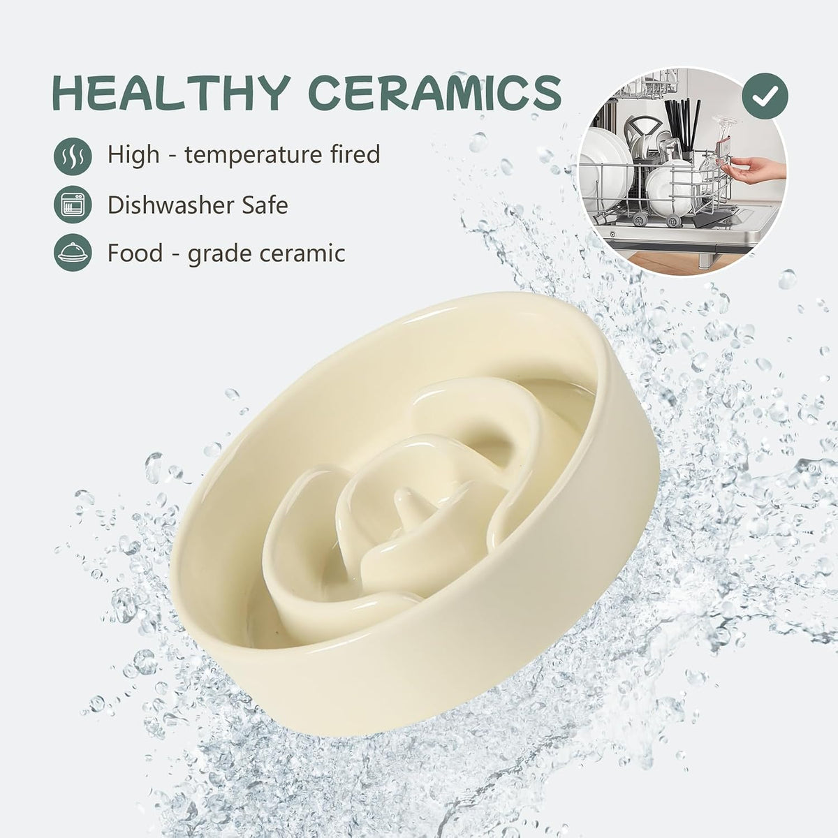 Havniva Ceramic Slow Feeder Dog Bowls, 1.6 Cups Dog Bowl Slow Feeding for Medium Breed, 8.2inch Puzzle Dog Food Bowl Slow Feeder Non-Slip Anti-Gulping and Anti-Choking Reduces Bloating