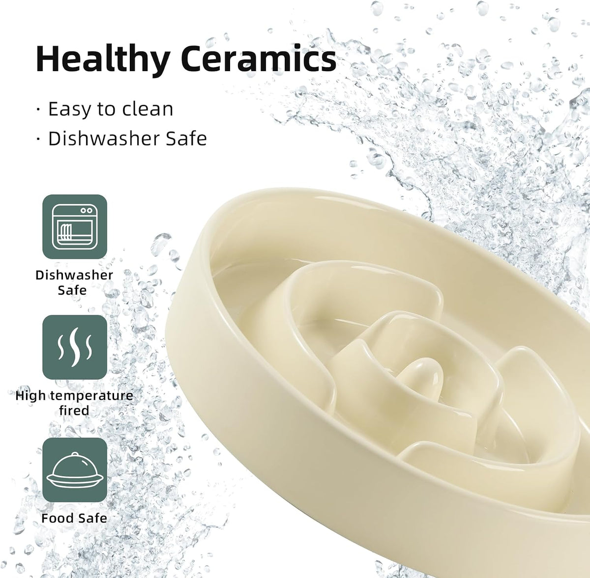 Havniva Ceramic Slow Feeder Dog Bowls, 1.6 Cups Dog Bowl Slow Feeding for Medium Breed, 8.2inch Puzzle Dog Food Bowl Slow Feeder Non-Slip Anti-Gulping and Anti-Choking Reduces Bloating