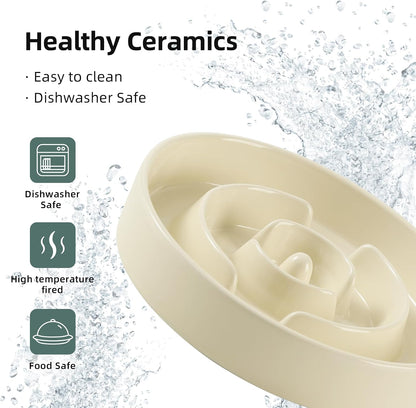 Havniva Ceramic Slow Feeder Dog Bowls, 1.6 Cups Dog Bowl Slow Feeding for Medium Breed, 8.2inch Puzzle Dog Food Bowl Slow Feeder Non-Slip Anti-Gulping and Anti-Choking Reduces Bloating