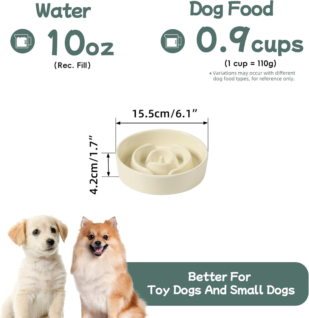 Havniva Ceramic Slow Feeder Dog Bowls, 1.6 Cups Dog Bowl Slow Feeding for Medium Breed, 8.2inch Puzzle Dog Food Bowl Slow Feeder Non-Slip Anti-Gulping and Anti-Choking Reduces Bloating
