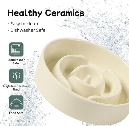 Havniva Ceramic Slow Feeder Dog Bowls, 1.6 Cups Dog Bowl Slow Feeding for Medium Breed, 8.2inch Puzzle Dog Food Bowl Slow Feeder Non-Slip Anti-Gulping and Anti-Choking Reduces Bloating