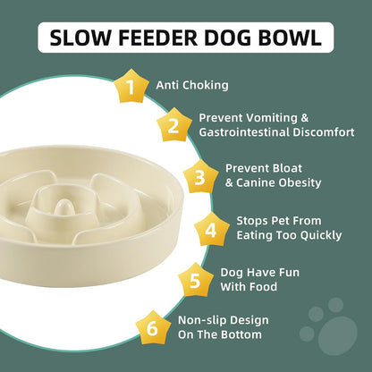 Havniva Ceramic Slow Feeder Dog Bowls, 1.6 Cups Dog Bowl Slow Feeding for Medium Breed, 8.2inch Puzzle Dog Food Bowl Slow Feeder Non-Slip Anti-Gulping and Anti-Choking Reduces Bloating