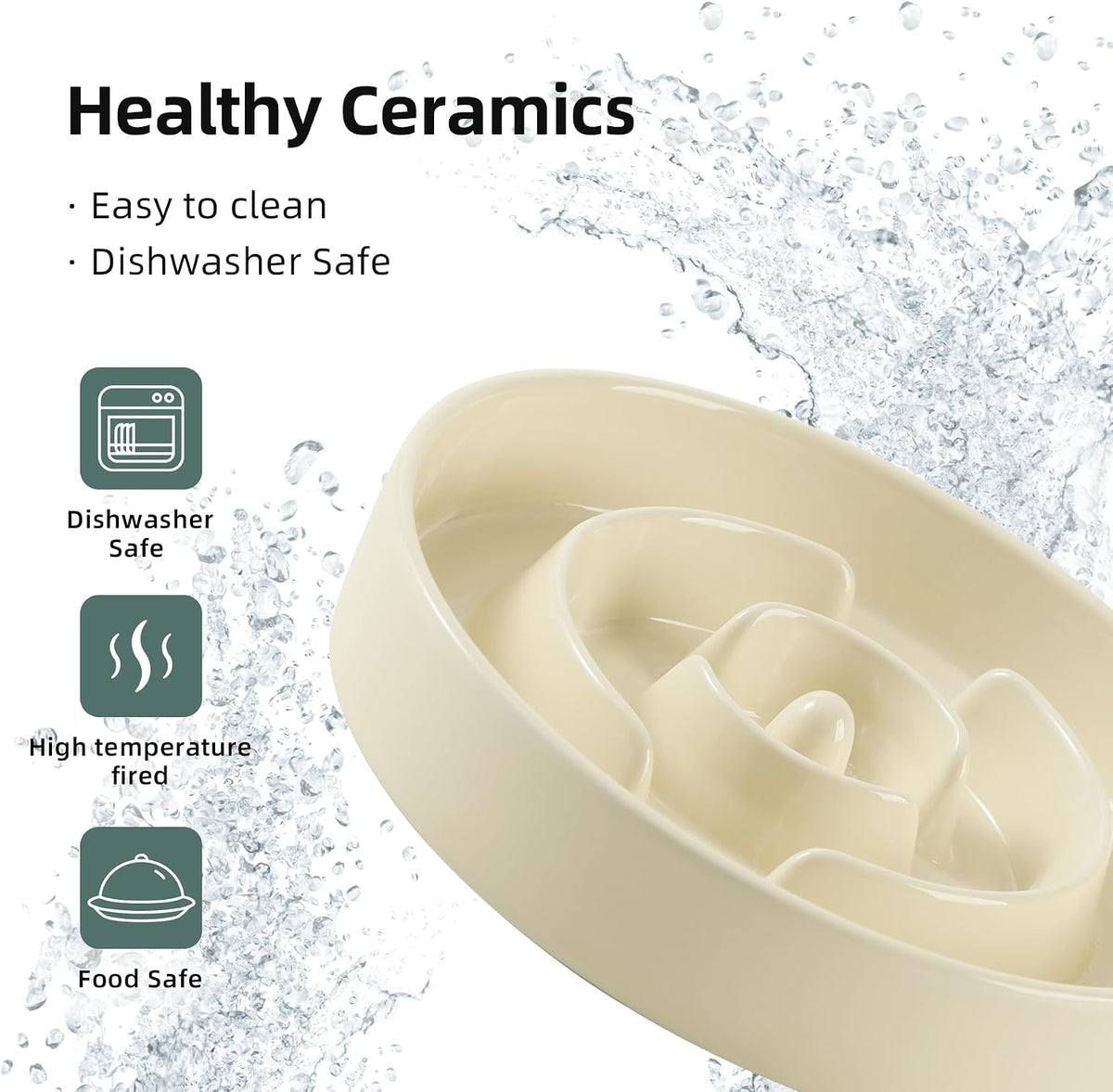 Havniva Ceramic Slow Feeder Dog Bowls, 1.6 Cups Dog Bowl Slow Feeding for Medium Breed, 8.2inch Puzzle Dog Food Bowl Slow Feeder Non-Slip Anti-Gulping and Anti-Choking Reduces Bloating