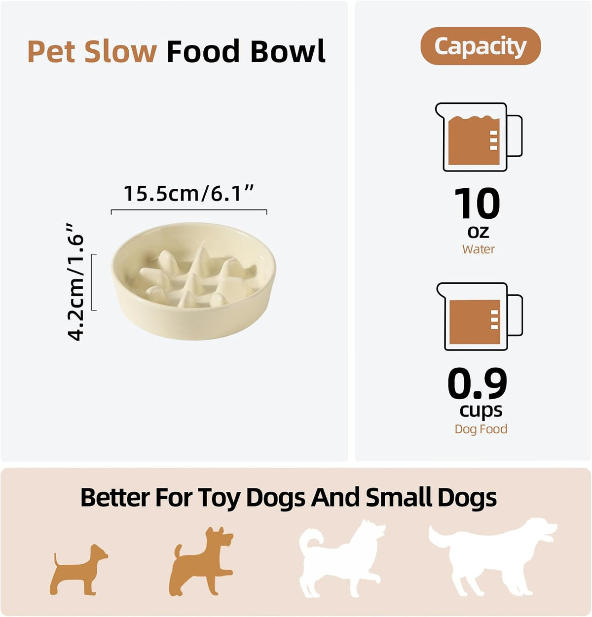 Havniva Ceramic Slow Feeder Dog Bowls, 1.6 Cups Dog Bowl Slow Feeding for Medium Breed, 8.2inch Puzzle Dog Food Bowl Slow Feeder Non-Slip Anti-Gulping and Anti-Choking Reduces Bloating
