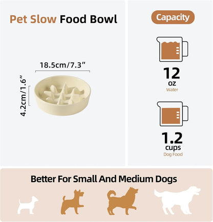 Havniva Ceramic Slow Feeder Dog Bowls, 1.6 Cups Dog Bowl Slow Feeding for Medium Breed, 8.2inch Puzzle Dog Food Bowl Slow Feeder Non-Slip Anti-Gulping and Anti-Choking Reduces Bloating