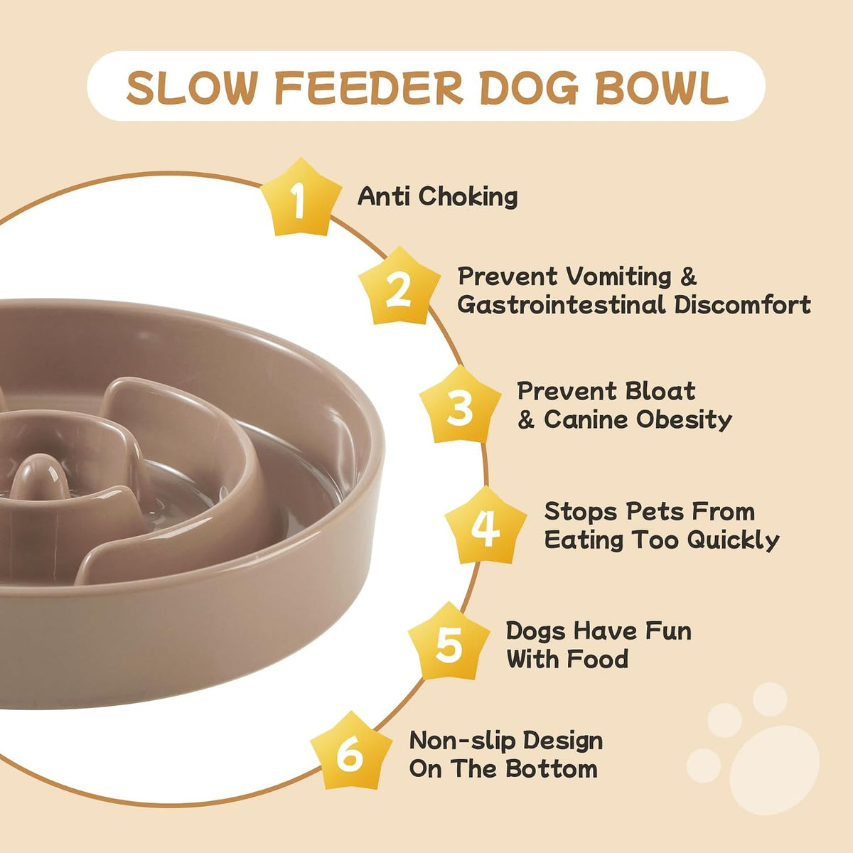 Havniva Ceramic Slow Feeder Dog Bowls, 1.6 Cups Dog Bowl Slow Feeding for Medium Breed, 8.2inch Puzzle Dog Food Bowl Slow Feeder Non-Slip Anti-Gulping and Anti-Choking Reduces Bloating
