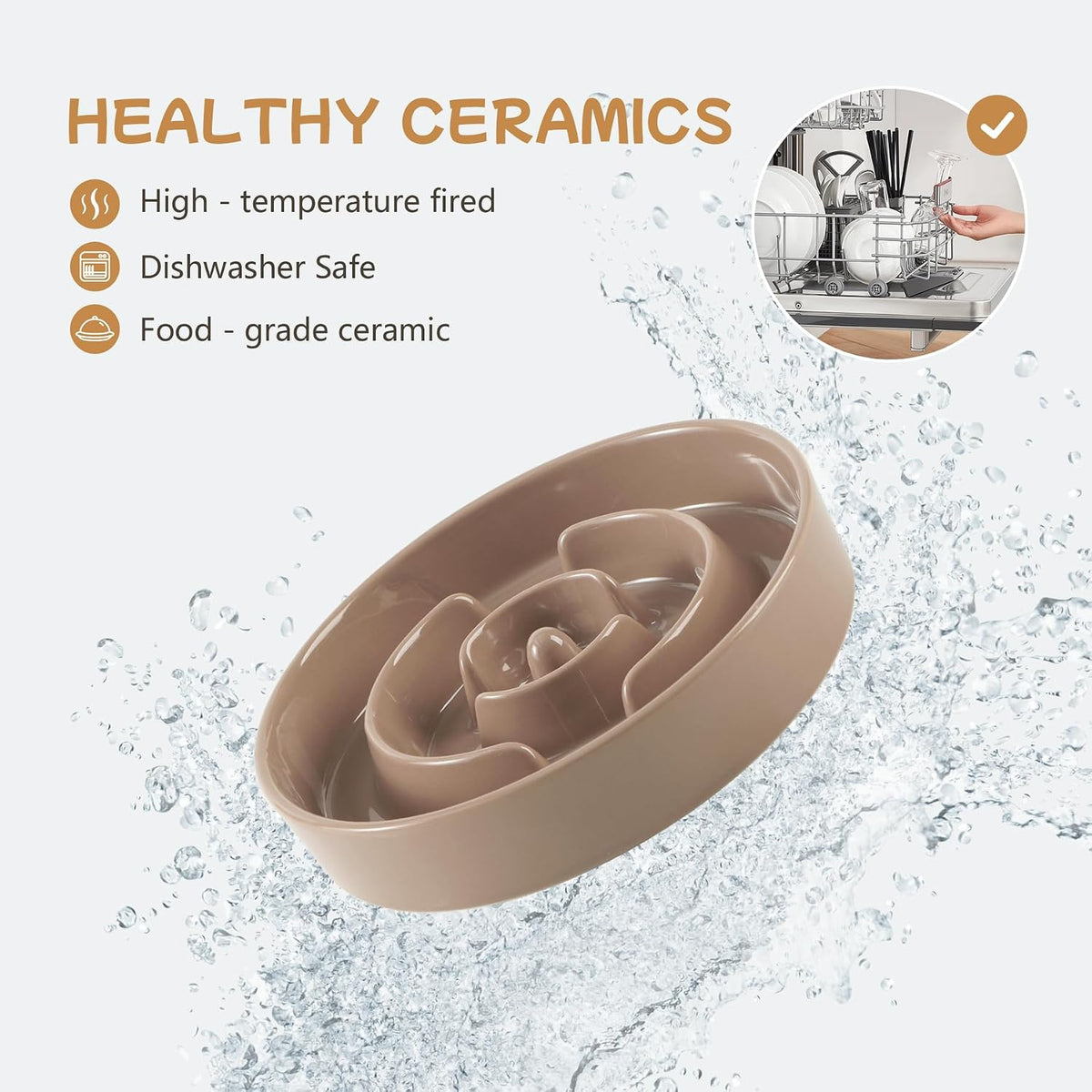 Havniva Ceramic Slow Feeder Dog Bowls, 1.6 Cups Dog Bowl Slow Feeding for Medium Breed, 8.2inch Puzzle Dog Food Bowl Slow Feeder Non-Slip Anti-Gulping and Anti-Choking Reduces Bloating