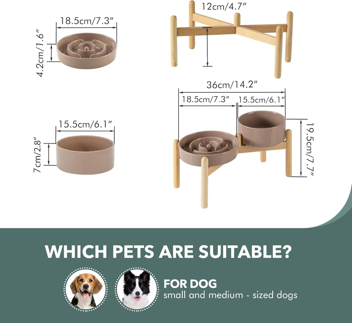 Havniva Ceramic Slow Feeder Dog Bowls, 1.6 Cups Dog Bowl Slow Feeding for Medium Breed, 8.2inch Puzzle Dog Food Bowl Slow Feeder Non-Slip Anti-Gulping and Anti-Choking Reduces Bloating