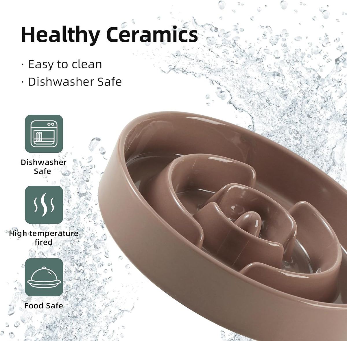 Havniva Ceramic Slow Feeder Dog Bowls, 1.6 Cups Dog Bowl Slow Feeding for Medium Breed, 8.2inch Puzzle Dog Food Bowl Slow Feeder Non-Slip Anti-Gulping and Anti-Choking Reduces Bloating