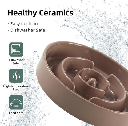 Havniva Ceramic Slow Feeder Dog Bowls, 1.6 Cups Dog Bowl Slow Feeding for Medium Breed, 8.2inch Puzzle Dog Food Bowl Slow Feeder Non-Slip Anti-Gulping and Anti-Choking Reduces Bloating
