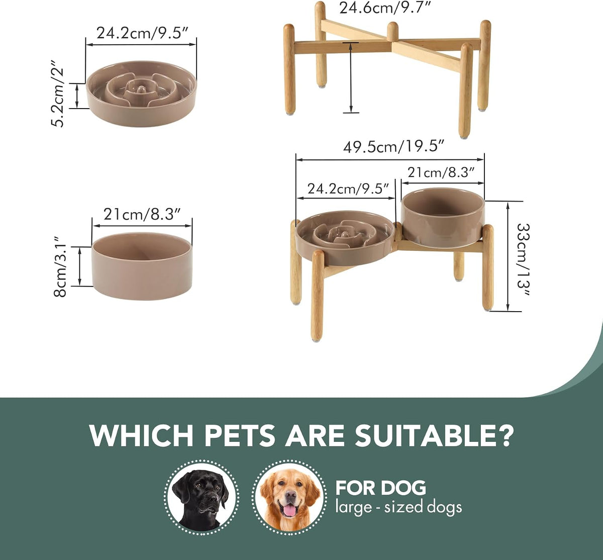 Havniva Ceramic Slow Feeder Dog Bowls, 1.6 Cups Dog Bowl Slow Feeding for Medium Breed, 8.2inch Puzzle Dog Food Bowl Slow Feeder Non-Slip Anti-Gulping and Anti-Choking Reduces Bloating