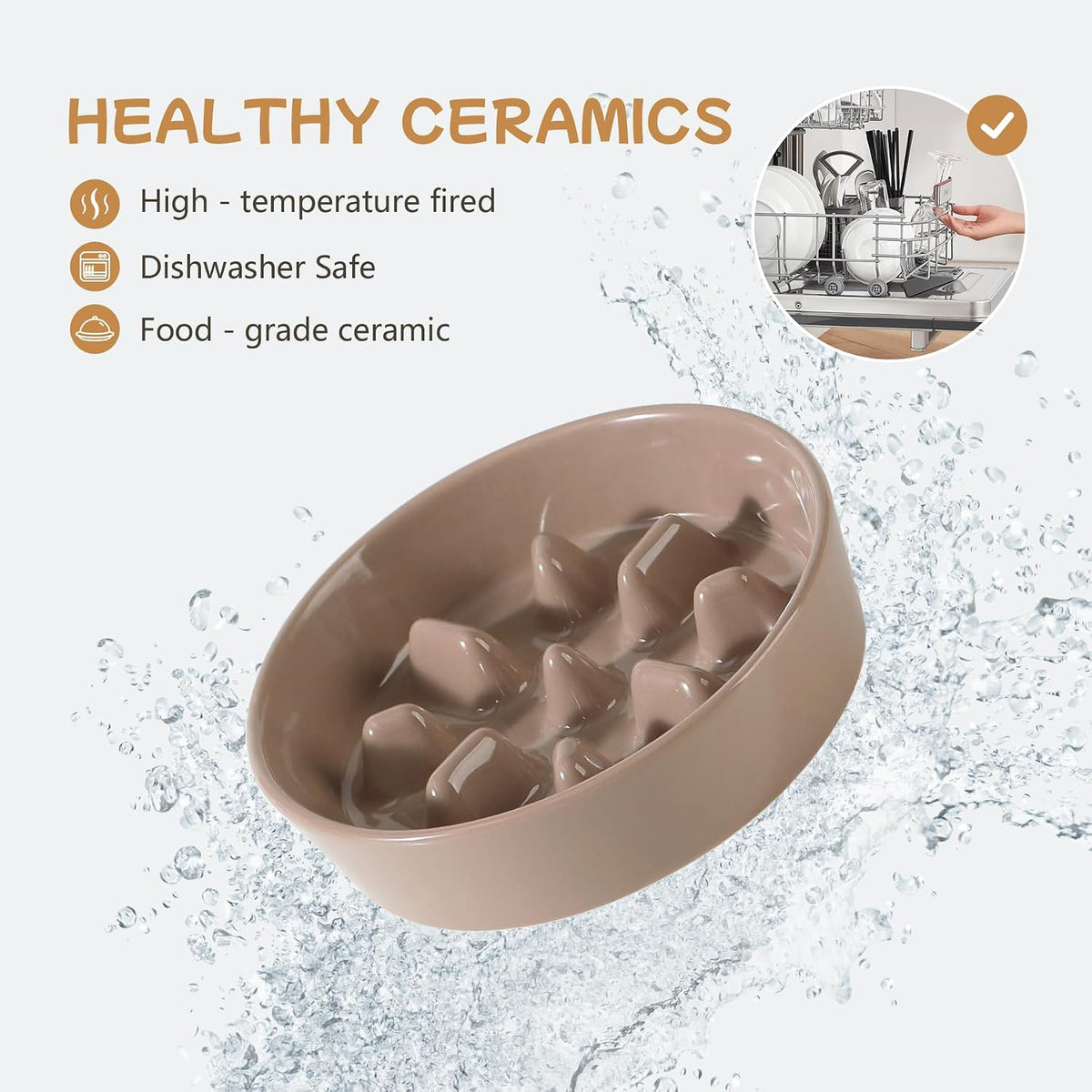 Havniva Ceramic Slow Feeder Dog Bowls, 1.6 Cups Dog Bowl Slow Feeding for Medium Breed, 8.2inch Puzzle Dog Food Bowl Slow Feeder Non-Slip Anti-Gulping and Anti-Choking Reduces Bloating
