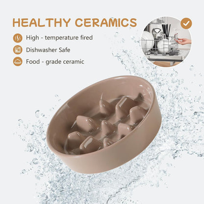 Havniva Ceramic Slow Feeder Dog Bowls, 1.6 Cups Dog Bowl Slow Feeding for Medium Breed, 8.2inch Puzzle Dog Food Bowl Slow Feeder Non-Slip Anti-Gulping and Anti-Choking Reduces Bloating