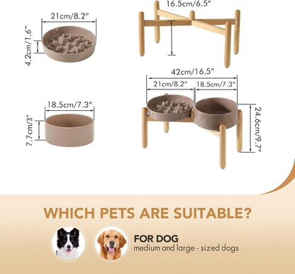 Havniva Ceramic Slow Feeder Dog Bowls, 1.6 Cups Dog Bowl Slow Feeding for Medium Breed, 8.2inch Puzzle Dog Food Bowl Slow Feeder Non-Slip Anti-Gulping and Anti-Choking Reduces Bloating
