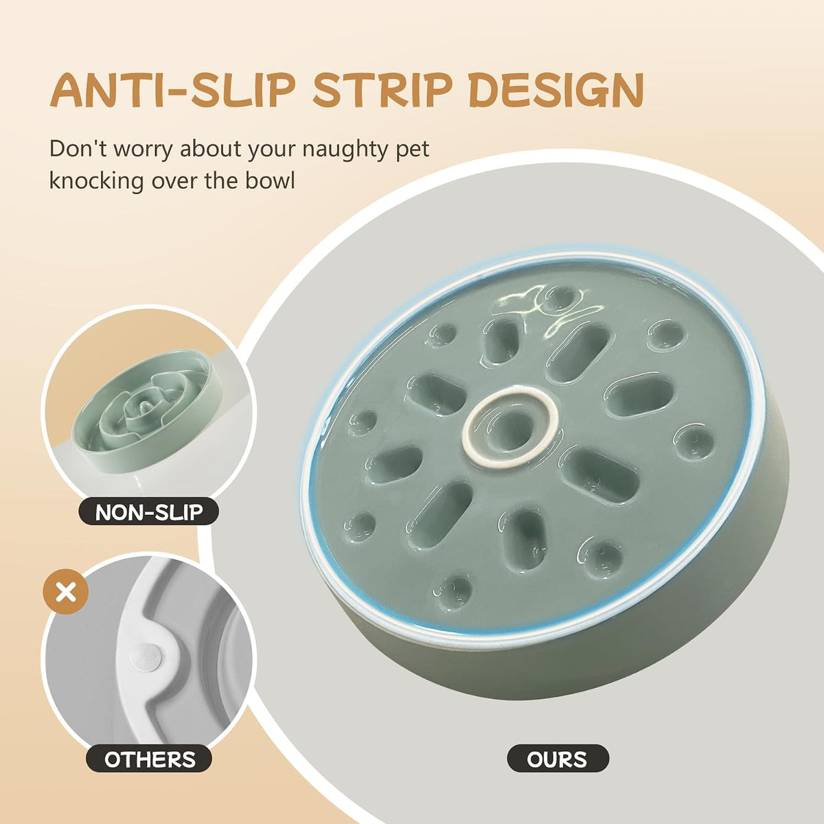 Havniva Ceramic Slow Feeder Dog Bowls, 1.6 Cups Dog Bowl Slow Feeding for Medium Breed, 8.2inch Puzzle Dog Food Bowl Slow Feeder Non-Slip Anti-Gulping and Anti-Choking Reduces Bloating