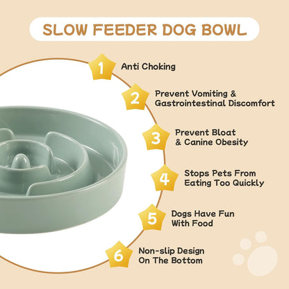 Havniva Ceramic Slow Feeder Dog Bowls, 1.6 Cups Dog Bowl Slow Feeding for Medium Breed, 8.2inch Puzzle Dog Food Bowl Slow Feeder Non-Slip Anti-Gulping and Anti-Choking Reduces Bloating