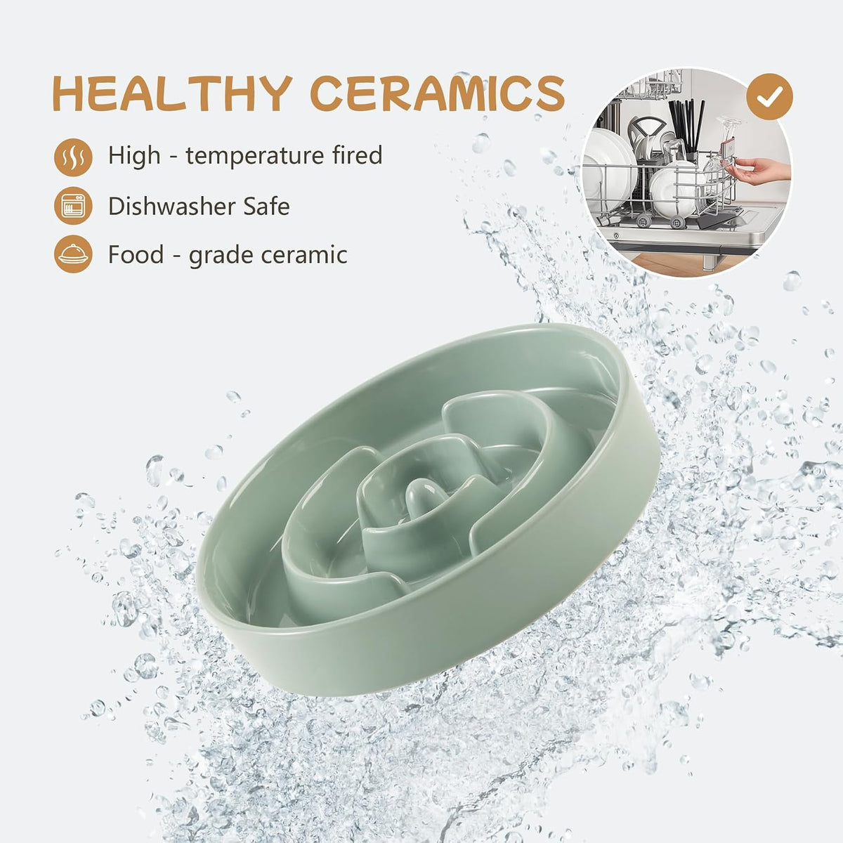 Havniva Ceramic Slow Feeder Dog Bowls, 1.6 Cups Dog Bowl Slow Feeding for Medium Breed, 8.2inch Puzzle Dog Food Bowl Slow Feeder Non-Slip Anti-Gulping and Anti-Choking Reduces Bloating