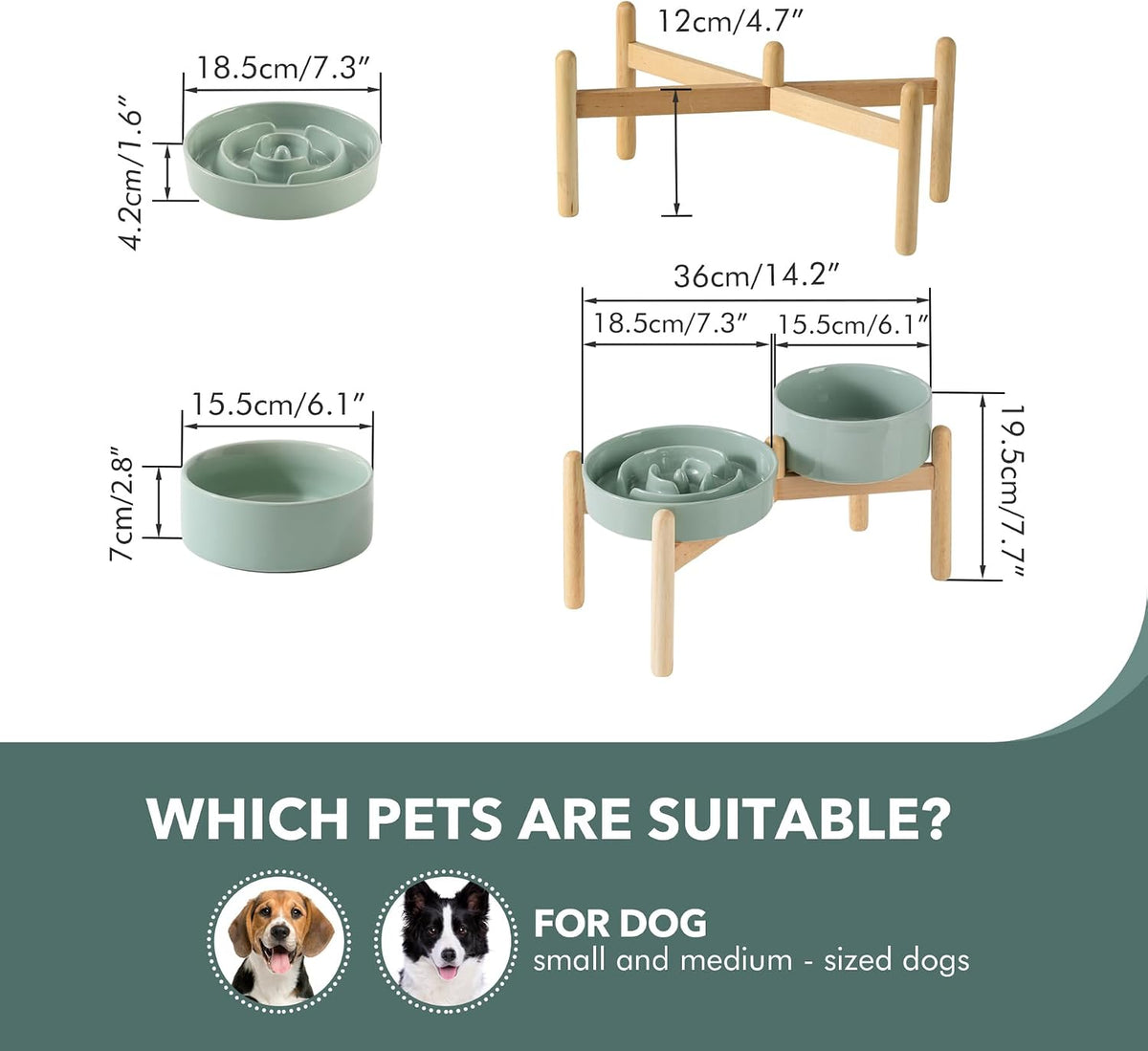 Havniva Ceramic Slow Feeder Dog Bowls, 1.6 Cups Dog Bowl Slow Feeding for Medium Breed, 8.2inch Puzzle Dog Food Bowl Slow Feeder Non-Slip Anti-Gulping and Anti-Choking Reduces Bloating