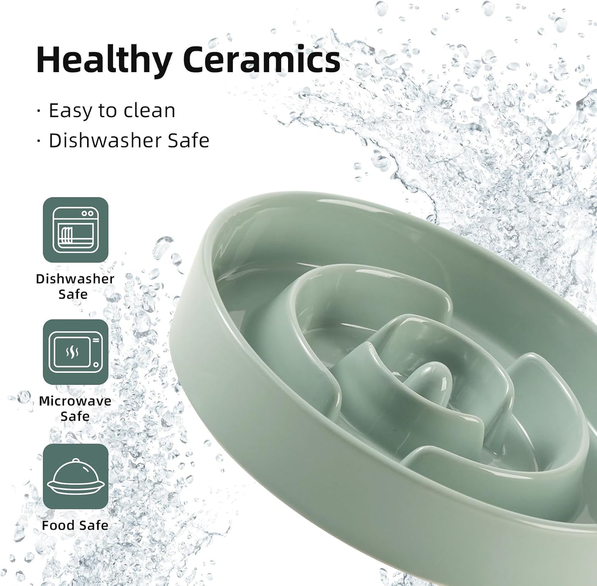 Havniva Ceramic Slow Feeder Dog Bowls, 1.6 Cups Dog Bowl Slow Feeding for Medium Breed, 8.2inch Puzzle Dog Food Bowl Slow Feeder Non-Slip Anti-Gulping and Anti-Choking Reduces Bloating