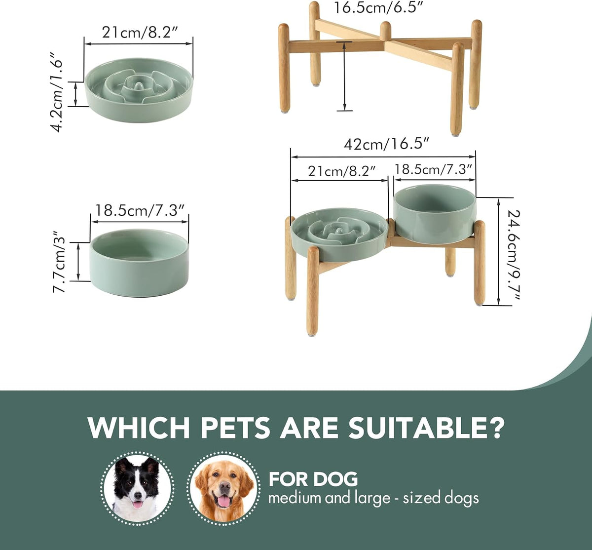 Havniva Ceramic Slow Feeder Dog Bowls, 1.6 Cups Dog Bowl Slow Feeding for Medium Breed, 8.2inch Puzzle Dog Food Bowl Slow Feeder Non-Slip Anti-Gulping and Anti-Choking Reduces Bloating