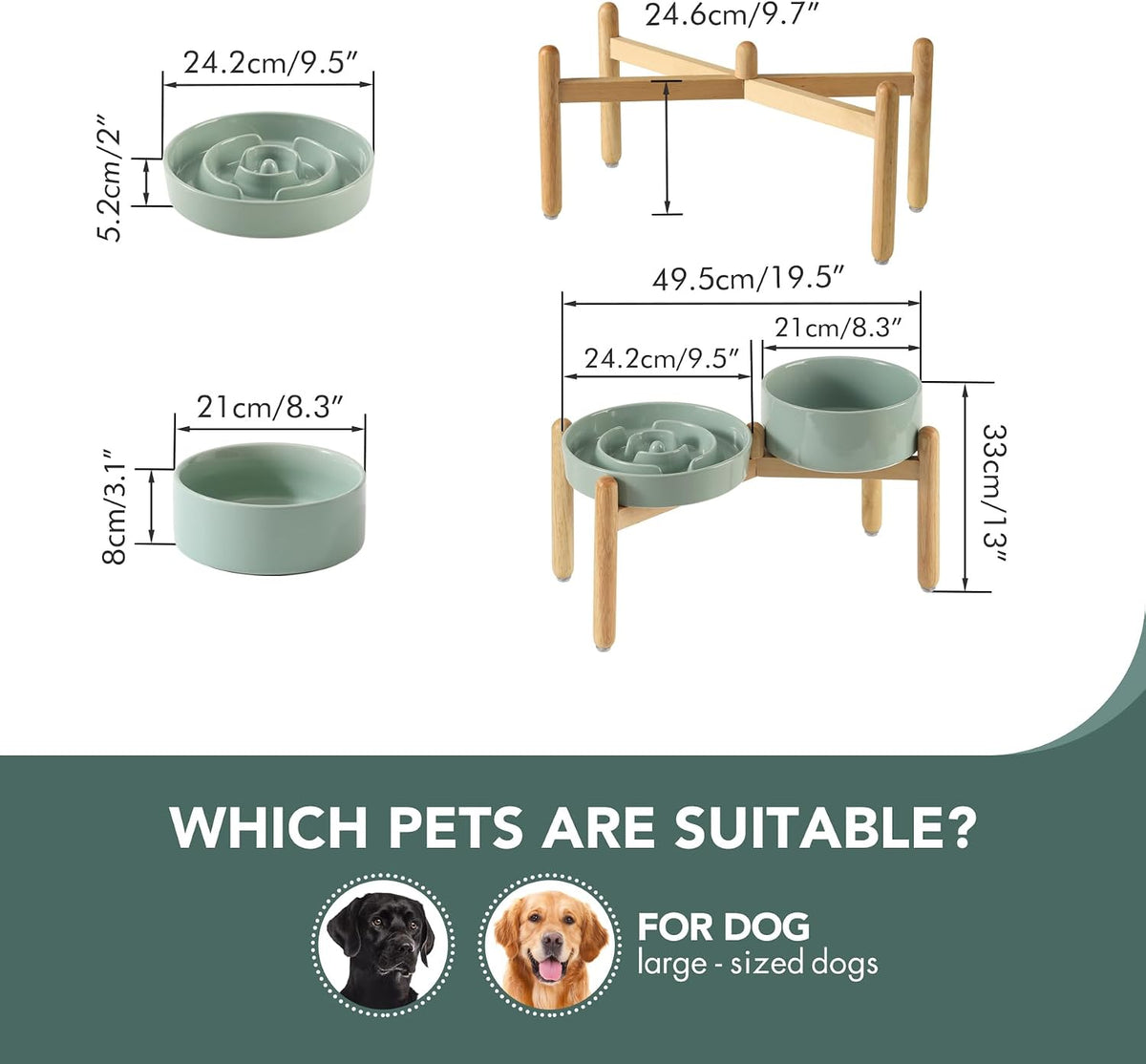 Havniva Ceramic Slow Feeder Dog Bowls, 1.6 Cups Dog Bowl Slow Feeding for Medium Breed, 8.2inch Puzzle Dog Food Bowl Slow Feeder Non-Slip Anti-Gulping and Anti-Choking Reduces Bloating
