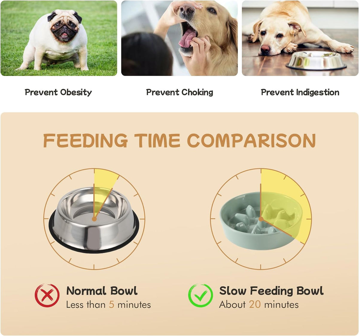 Havniva Ceramic Slow Feeder Dog Bowls, 1.6 Cups Dog Bowl Slow Feeding for Medium Breed, 8.2inch Puzzle Dog Food Bowl Slow Feeder Non-Slip Anti-Gulping and Anti-Choking Reduces Bloating