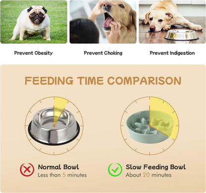 Havniva Ceramic Slow Feeder Dog Bowls, 1.6 Cups Dog Bowl Slow Feeding for Medium Breed, 8.2inch Puzzle Dog Food Bowl Slow Feeder Non-Slip Anti-Gulping and Anti-Choking Reduces Bloating