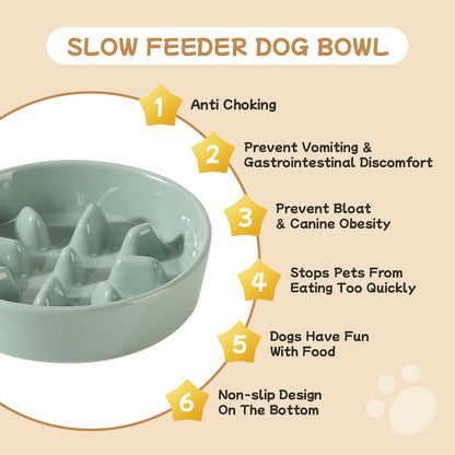 Havniva Ceramic Slow Feeder Dog Bowls, 1.6 Cups Dog Bowl Slow Feeding for Medium Breed, 8.2inch Puzzle Dog Food Bowl Slow Feeder Non-Slip Anti-Gulping and Anti-Choking Reduces Bloating