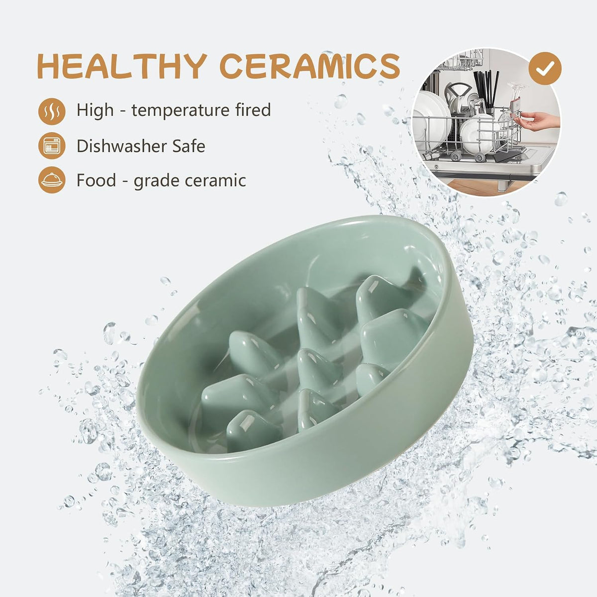 Havniva Ceramic Slow Feeder Dog Bowls, 1.6 Cups Dog Bowl Slow Feeding for Medium Breed, 8.2inch Puzzle Dog Food Bowl Slow Feeder Non-Slip Anti-Gulping and Anti-Choking Reduces Bloating