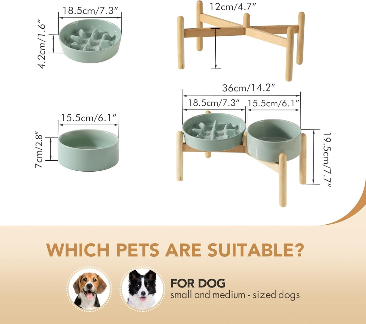 Havniva Ceramic Slow Feeder Dog Bowls, 1.6 Cups Dog Bowl Slow Feeding for Medium Breed, 8.2inch Puzzle Dog Food Bowl Slow Feeder Non-Slip Anti-Gulping and Anti-Choking Reduces Bloating