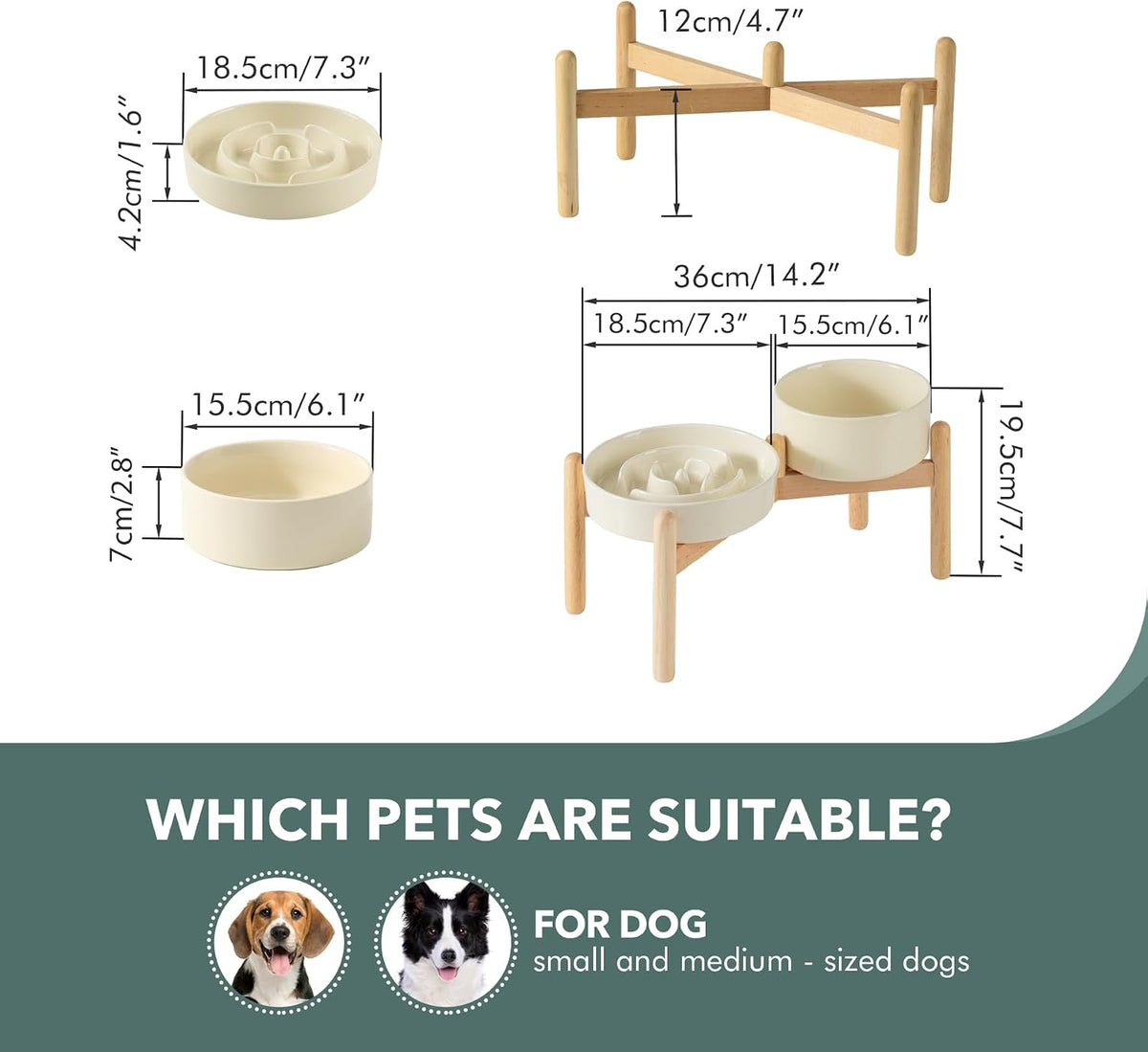 Havniva Ceramic Slow Feeder Dog Bowls, 1.6 Cups Dog Bowl Slow Feeding for Medium Breed, 8.2inch Puzzle Dog Food Bowl Slow Feeder Non-Slip Anti-Gulping and Anti-Choking Reduces Bloating
