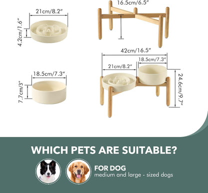 Havniva Ceramic Slow Feeder Dog Bowls, 1.6 Cups Dog Bowl Slow Feeding for Medium Breed, 8.2inch Puzzle Dog Food Bowl Slow Feeder Non-Slip Anti-Gulping and Anti-Choking Reduces Bloating