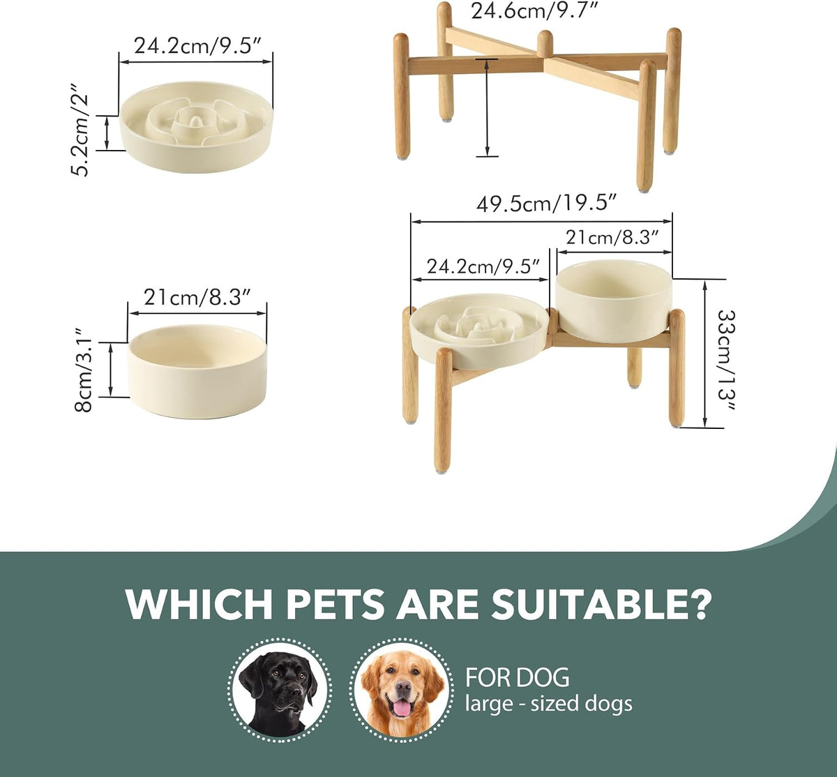 Havniva Ceramic Slow Feeder Dog Bowls, 1.6 Cups Dog Bowl Slow Feeding for Medium Breed, 8.2inch Puzzle Dog Food Bowl Slow Feeder Non-Slip Anti-Gulping and Anti-Choking Reduces Bloating