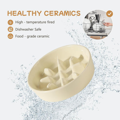 Havniva Ceramic Slow Feeder Dog Bowls, 1.6 Cups Dog Bowl Slow Feeding for Medium Breed, 8.2inch Puzzle Dog Food Bowl Slow Feeder Non-Slip Anti-Gulping and Anti-Choking Reduces Bloating