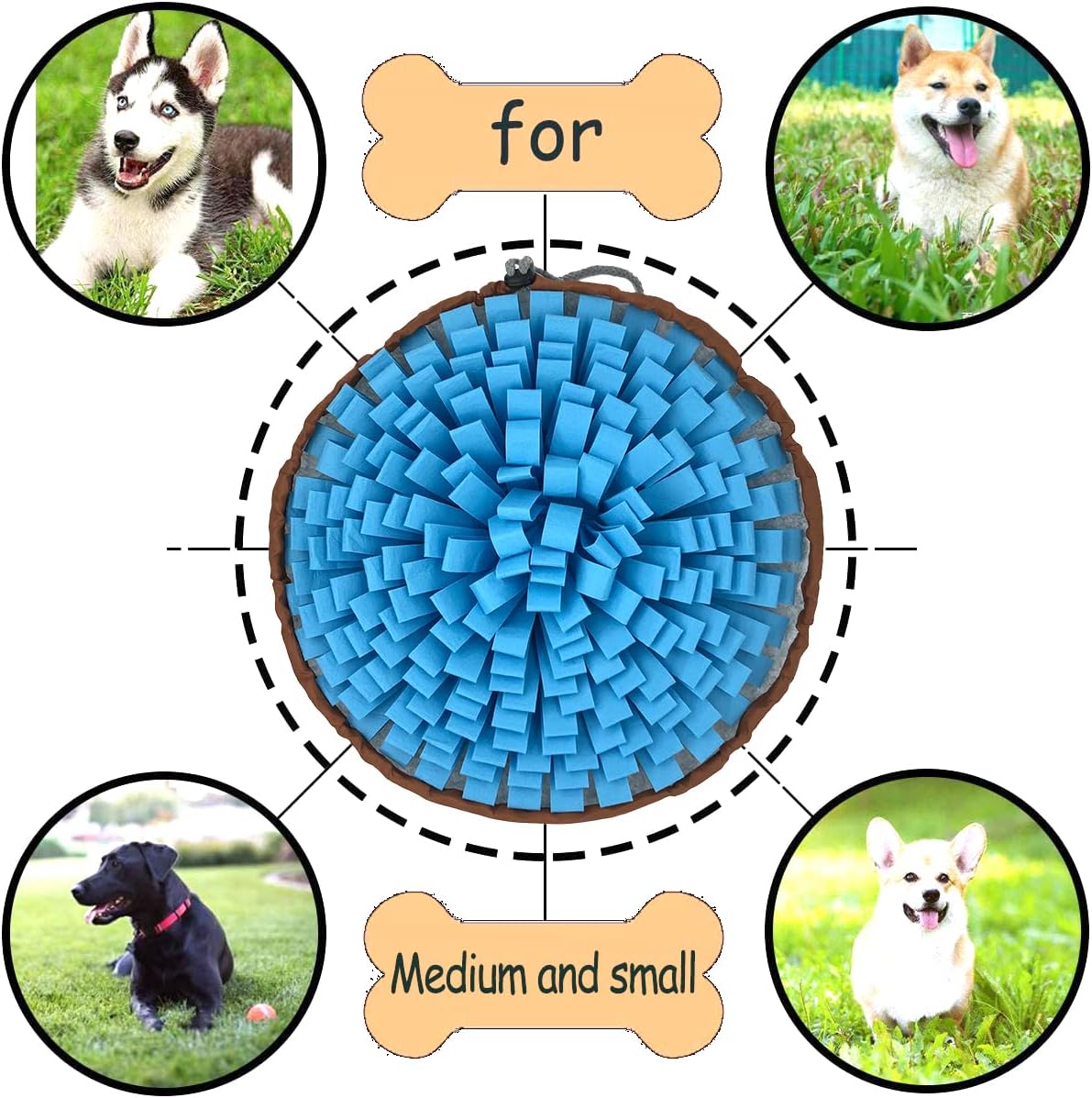 Pet Snuffle Mat for Dogs,Interactive Feed Puzzle for Boredom,Encourages Natural Foraging Skills for Cats Rabbits Dogs Bowl, Dog Treat Dispenser Indoor Outdoor Stress Relief,Travel Portable and Compact